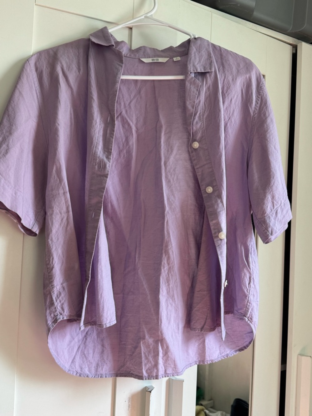 Uniqlo Lavender Short Sleeve Button-Up Shirt